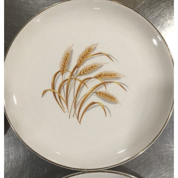 Lot Of 4 Golden Wheat, Bread or Salad Plate 22K Gold Vintage Made In USA - Picture 3 of 6